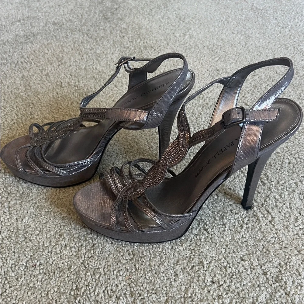 Adrianna Papell Metallic Strappy Heels‎